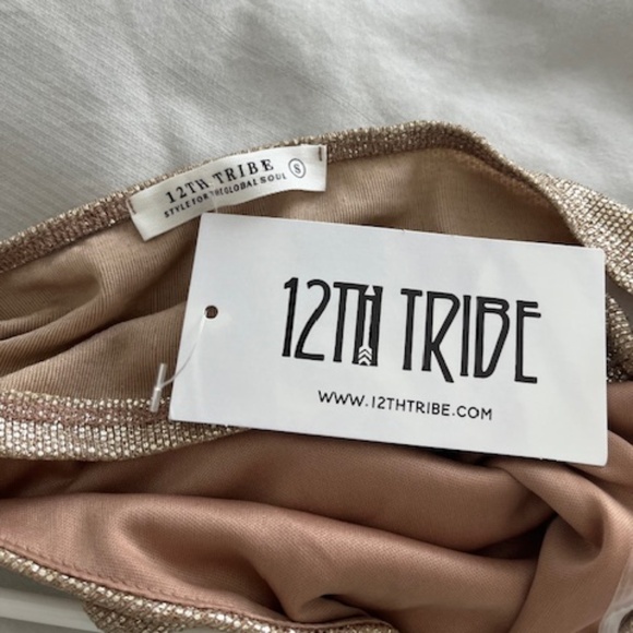 NWT 12th Tribe Golden Road Halter Crop Top Disco Metallic Gold Festival SMALL - Picture 4 of 4
